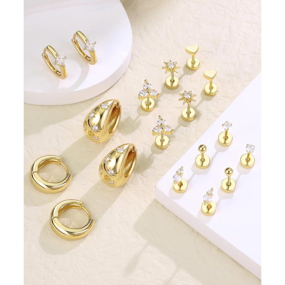 Sleek Hypoallergenic Flat Back Stud Earrings - Al… - image 2